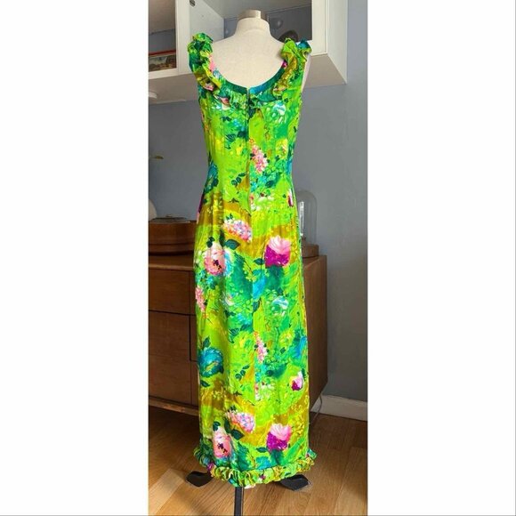 Sun Fashions Of Hawaii Honolulu 60s 70s Dress Groovy Vintage Size M/L Maxi - Picture 4 of 8